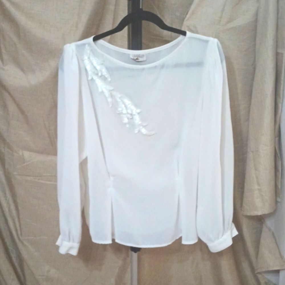 LONG SLEEVED FORMAL BLOUSE W/sequined embellishment